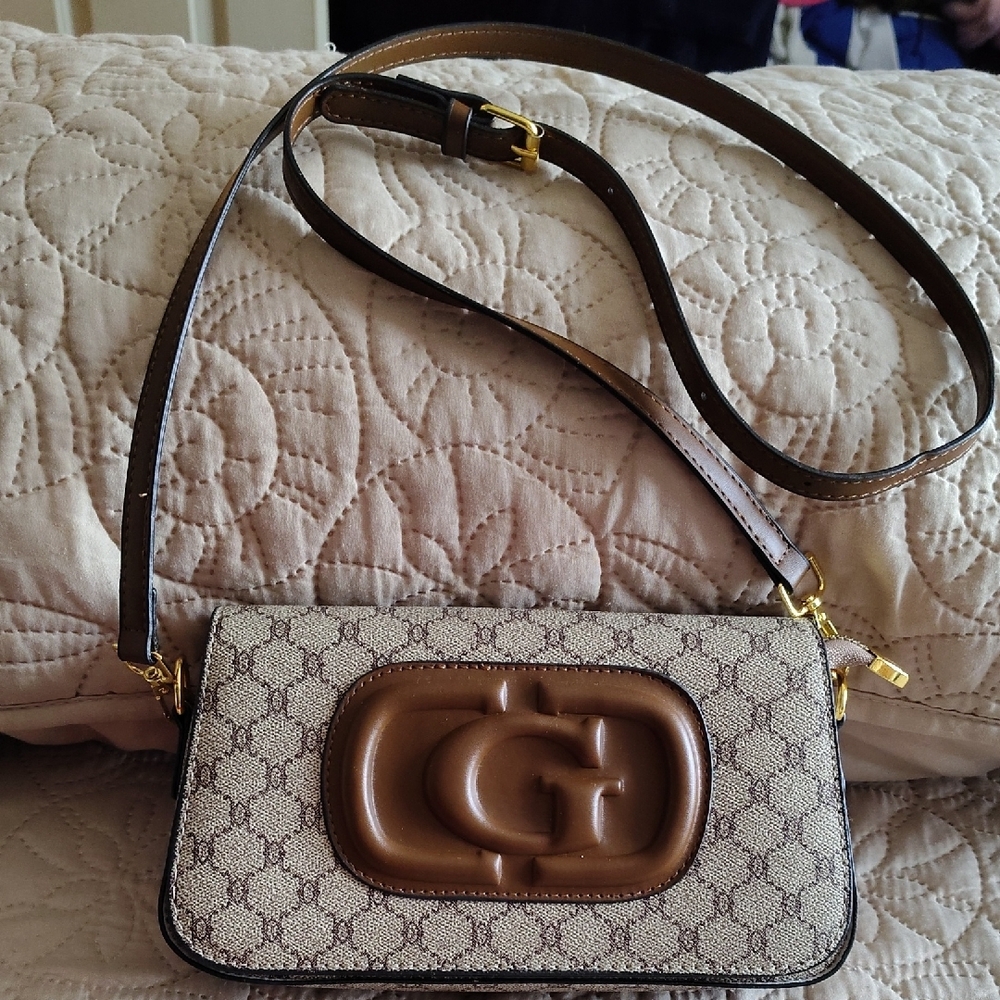 Chic Brown Patterned Shoulder Bag - image 2